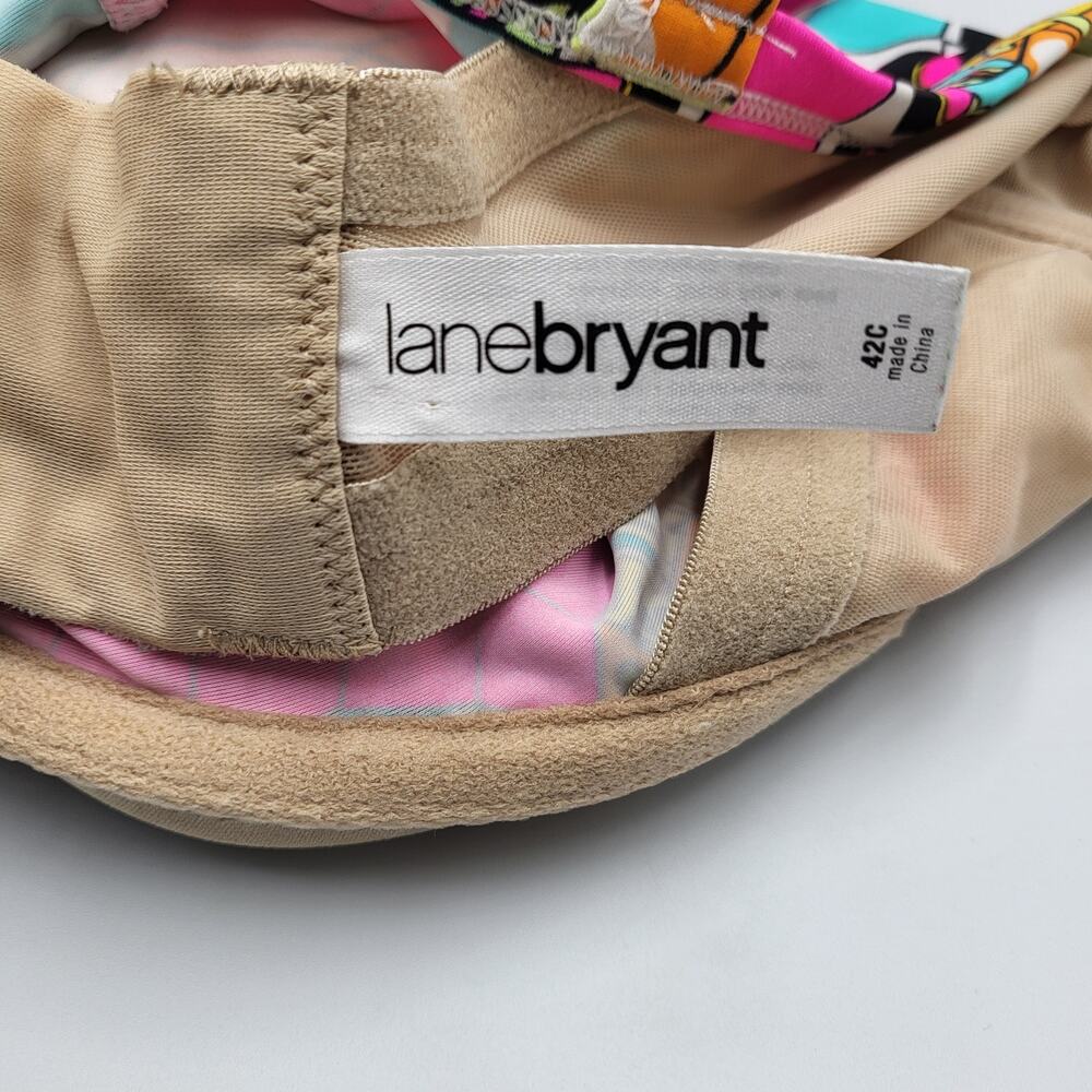 Lane Bryant Bright Colorful Geometric Print Tankini Swim Top Women's Plus Sz 42C - Picture 4 of 6